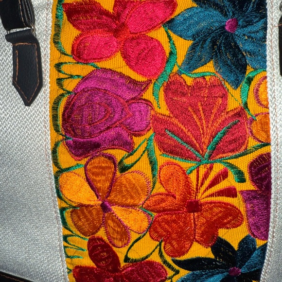 Embroidered tote, Womens tote, Mexican Tote, Black Tote - Picture 7 of 8